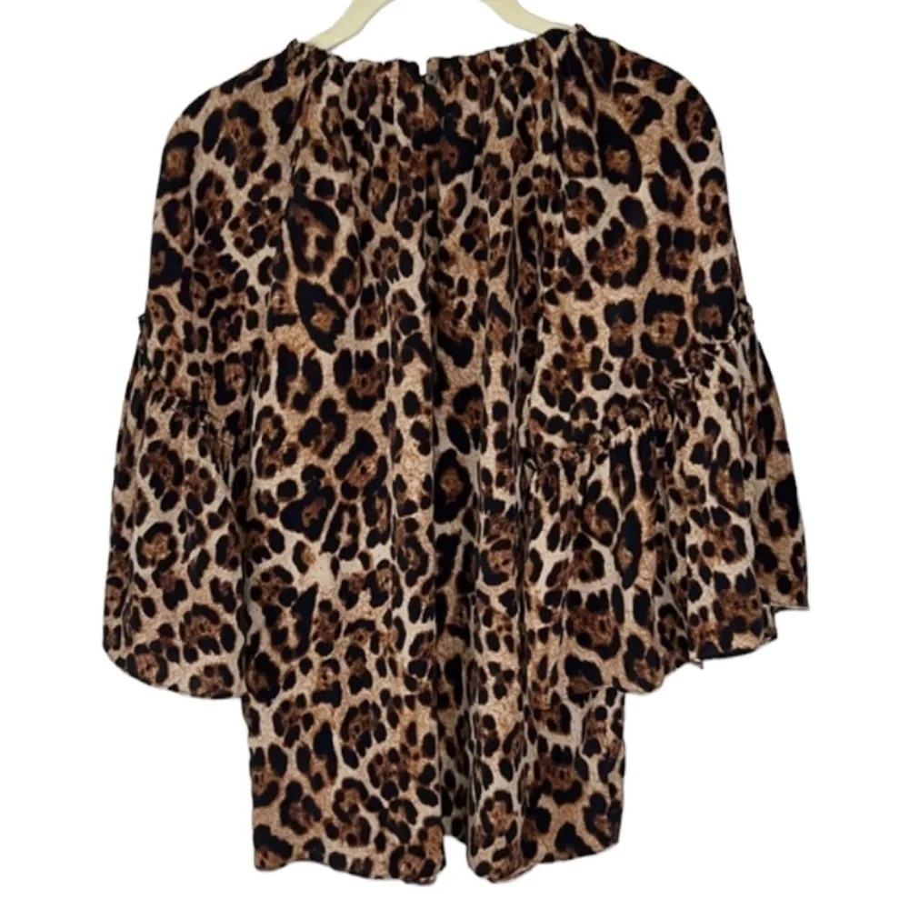 Joie Silk Animal Print Leopard Flutter Sleeve Top Size S